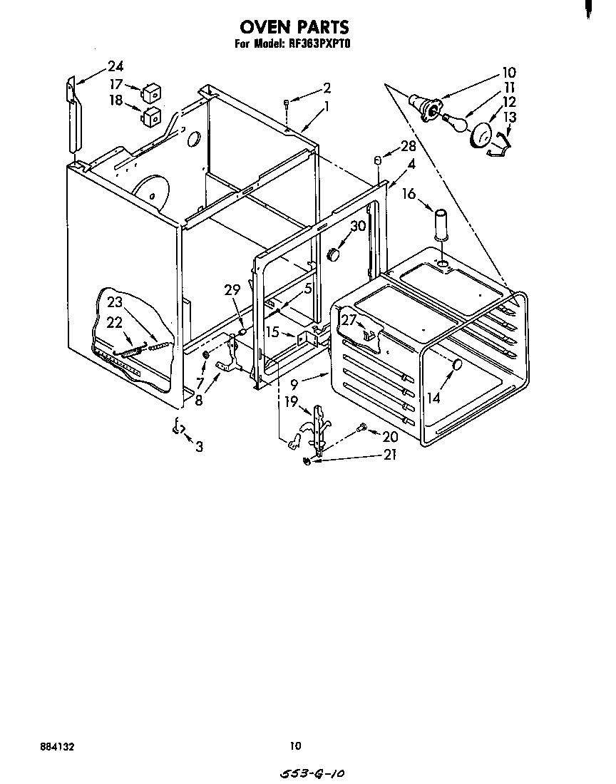 Whirlpool RF363PXPT0 oven diagram