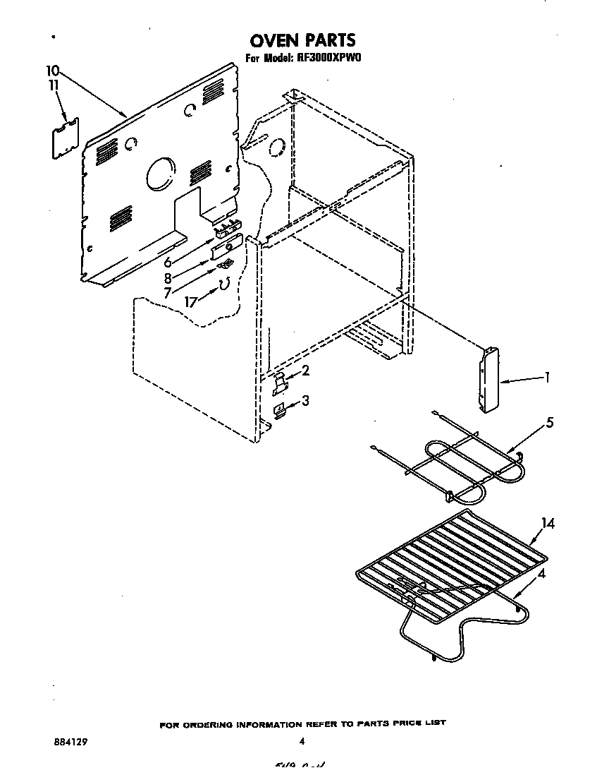 Whirlpool RF3000XPW0 oven racks diagram