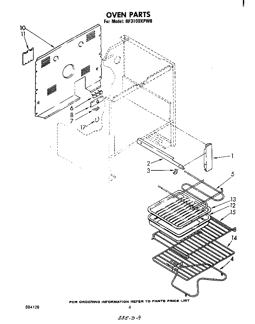Whirlpool RF3100XPW0 oven diagram