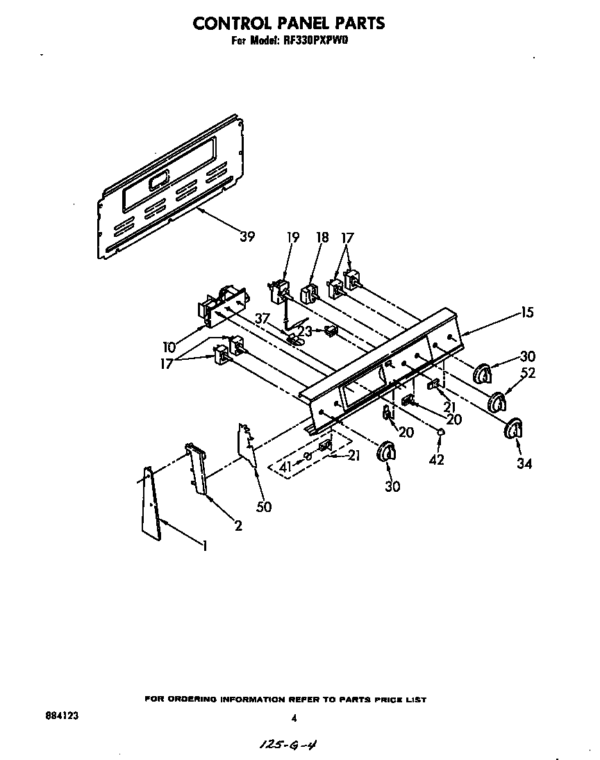 Whirlpool RF330PXPW0 control panel diagram