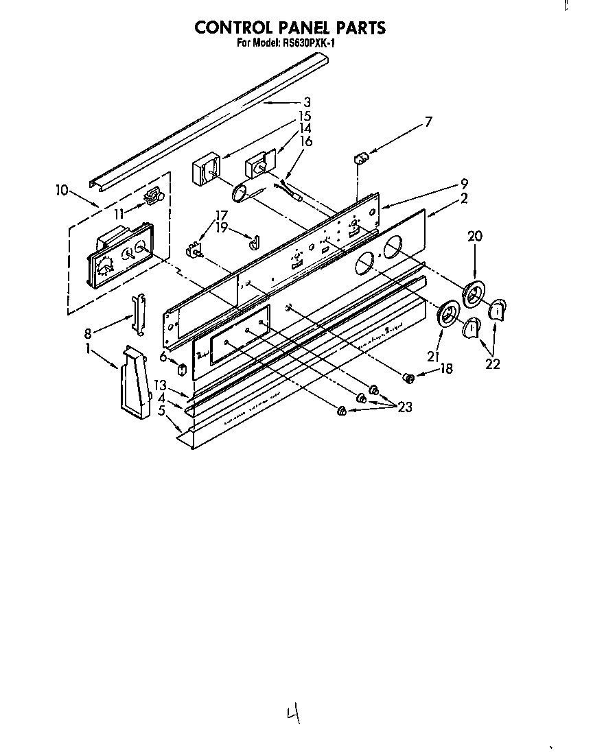 Whirlpool RS630PXK1 control panel diagram