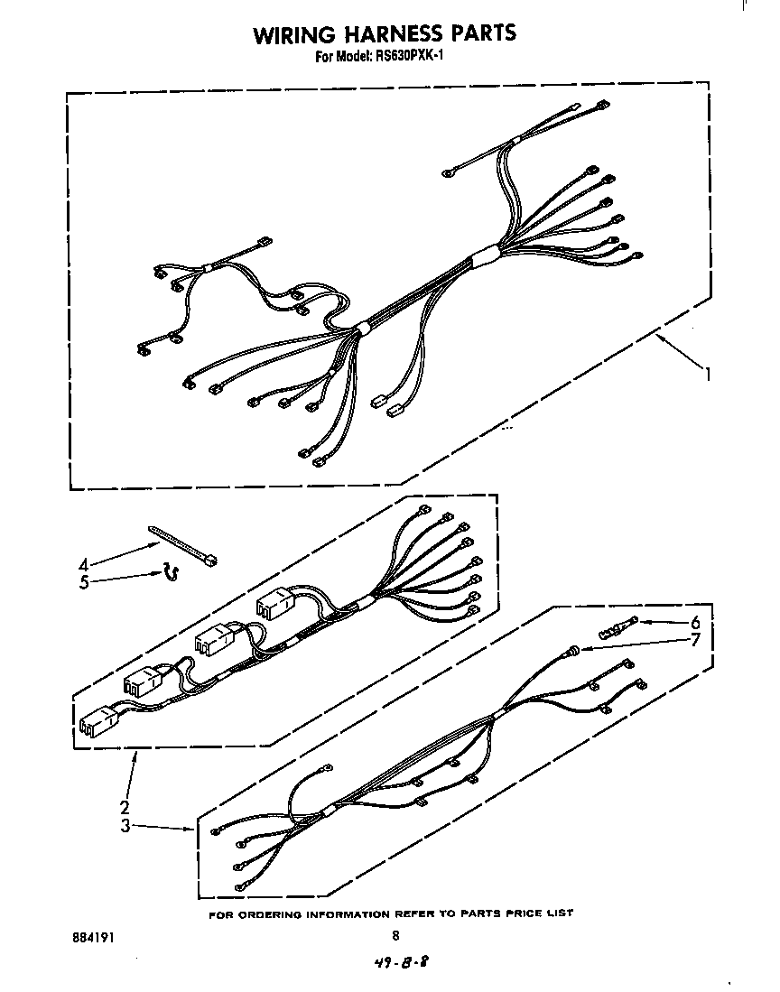 Whirlpool RS630PXK1 wiring harness diagram