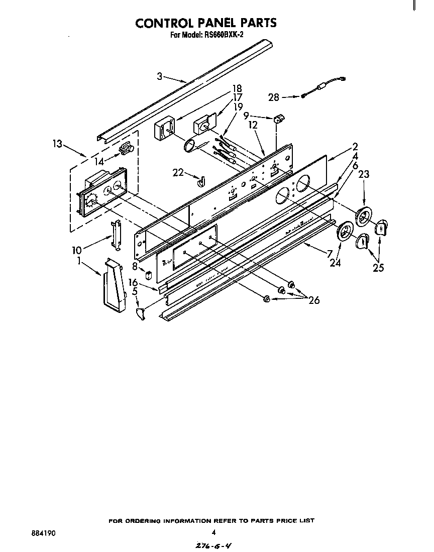 Whirlpool RS660BXK2 control panel diagram
