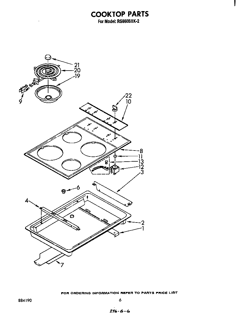 Whirlpool RS660BXK2 cooktop diagram