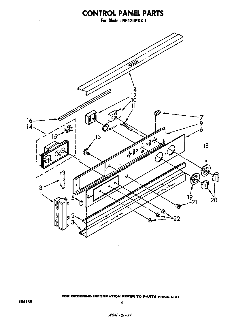 Whirlpool RB120PXK1 control panel diagram