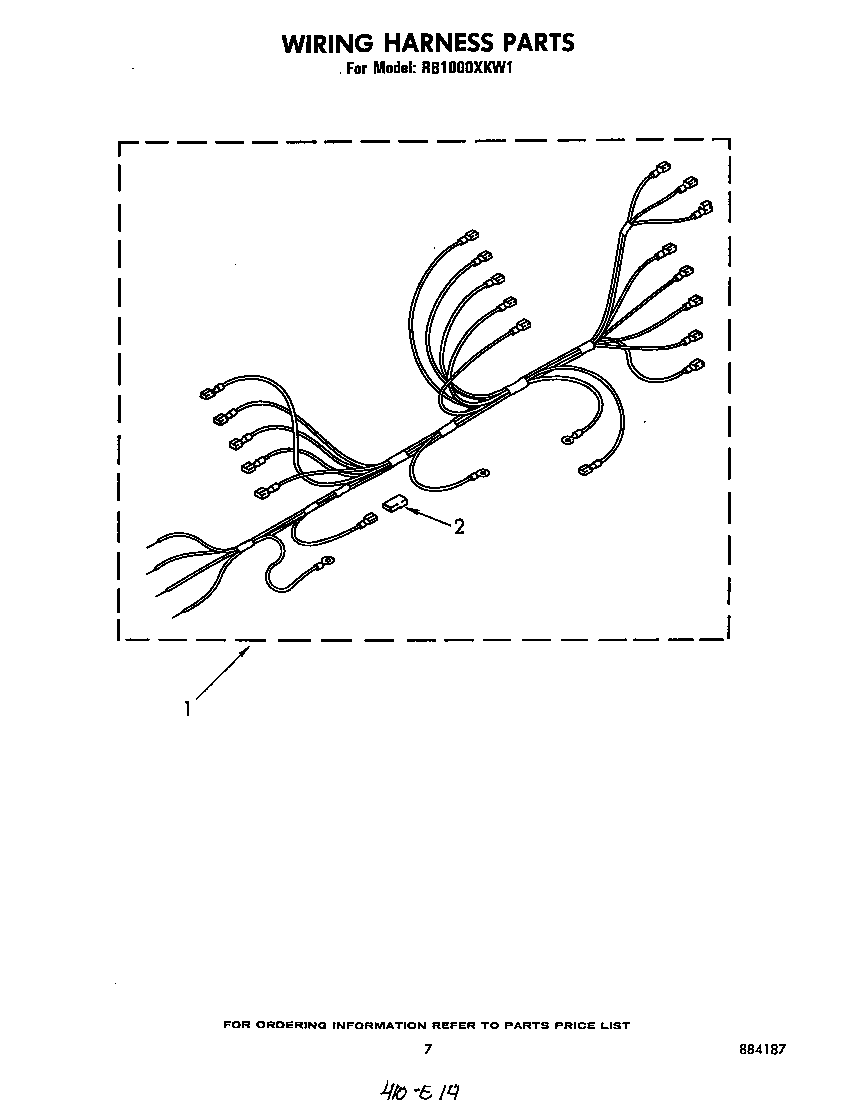 Whirlpool RB1000XKW1 wiring harness diagram