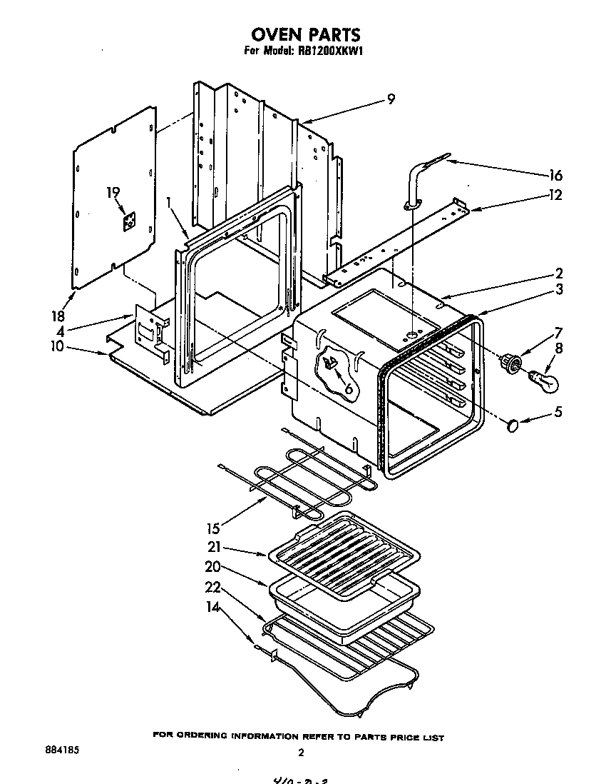 Whirlpool RB1200XKW1 oven diagram