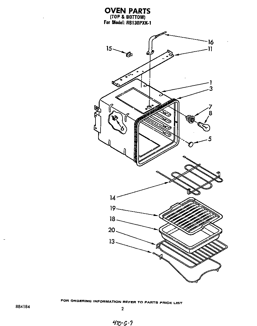 Whirlpool RB130PXK1 oven diagram