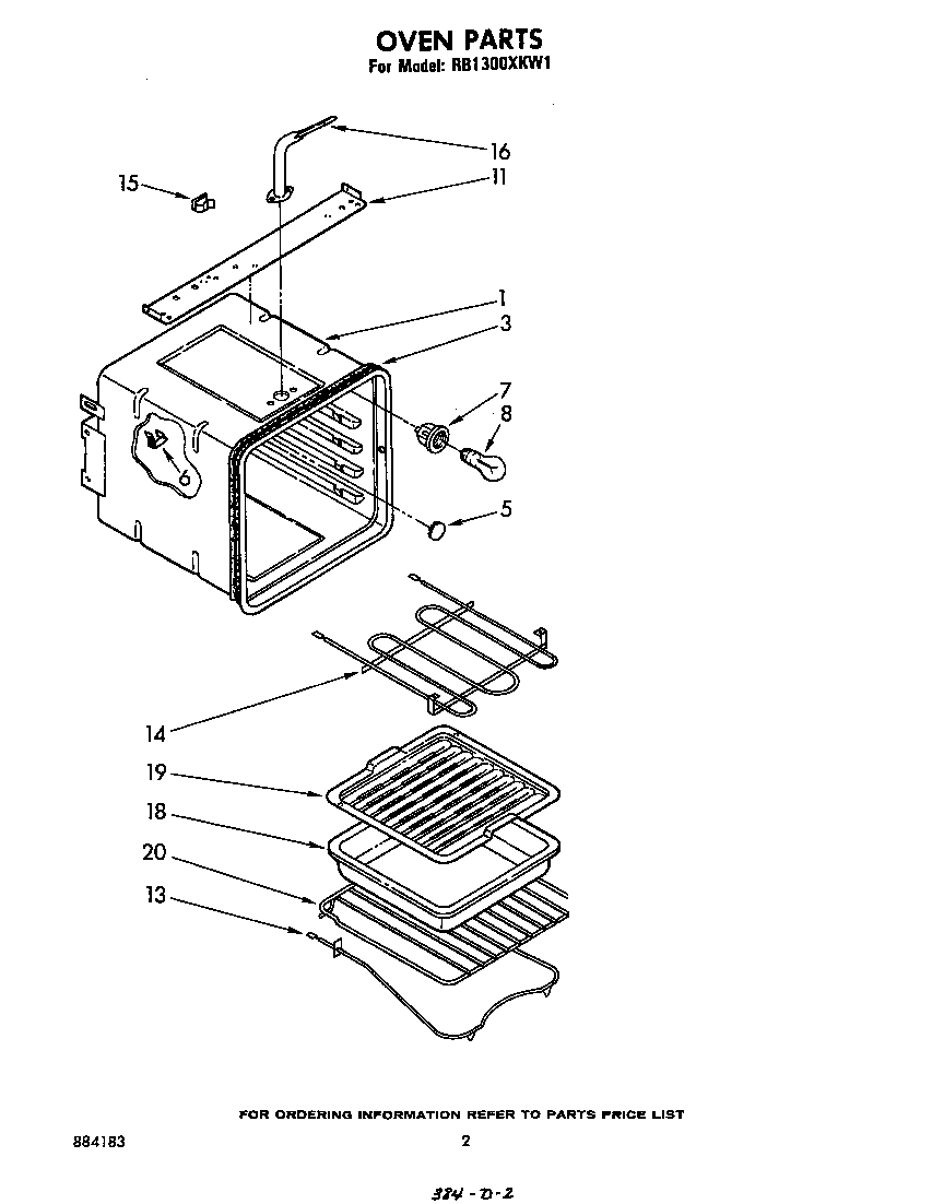 Whirlpool RB1300XKW1 oven diagram