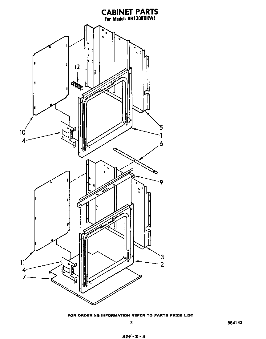 Whirlpool RB1300XKW1 cabinet diagram