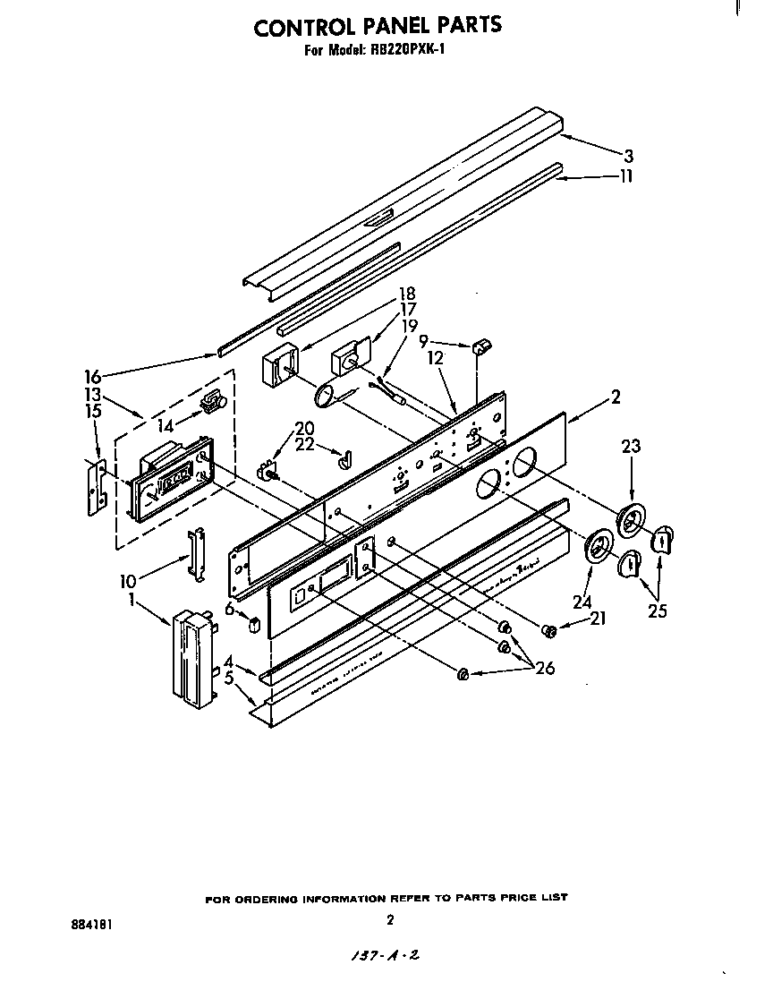 Whirlpool RB220PXK1 control panel diagram
