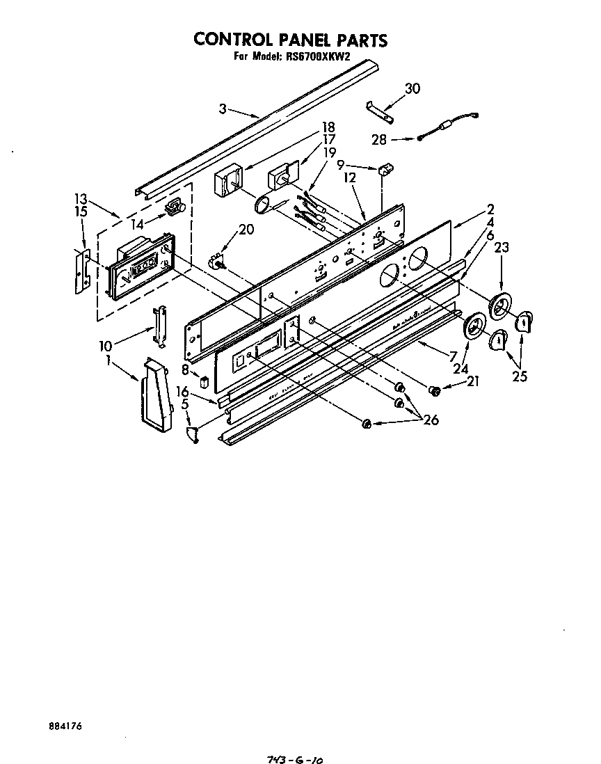 Whirlpool RS6700XKW2 control panel diagram