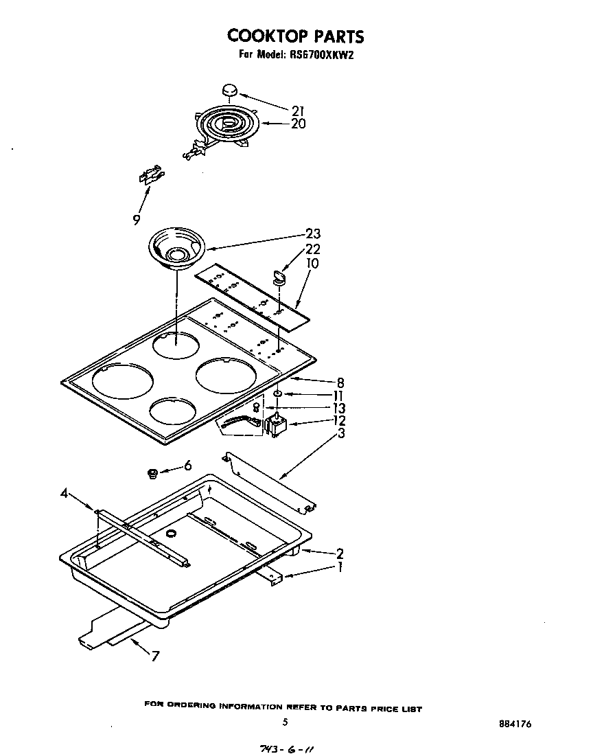 Whirlpool RS6700XKW2 cook top diagram