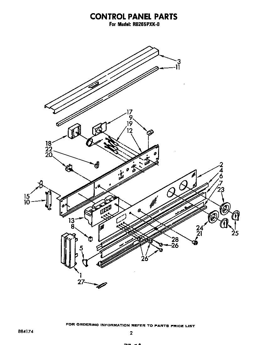 Whirlpool RB265PXK0 control panel diagram