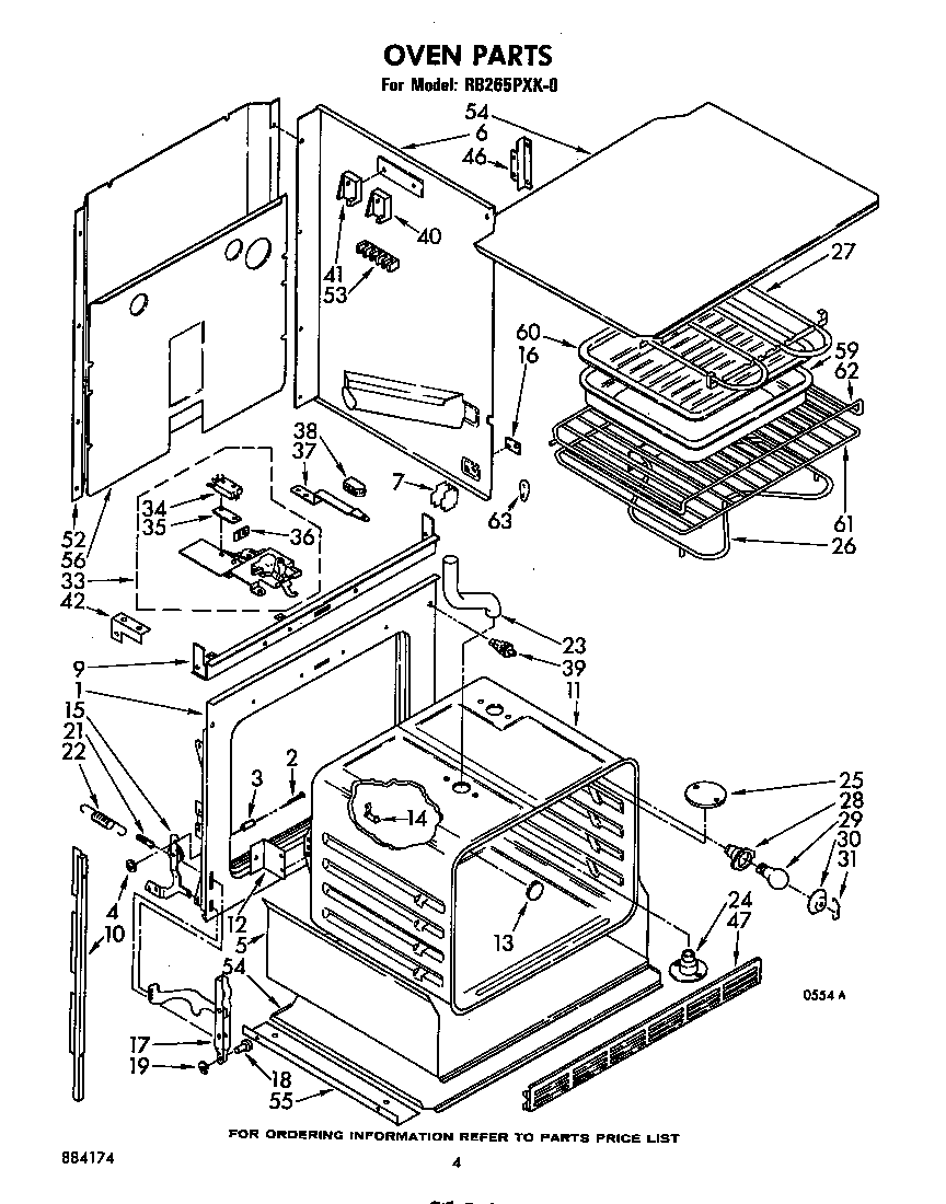 Whirlpool RB265PXK0 oven diagram