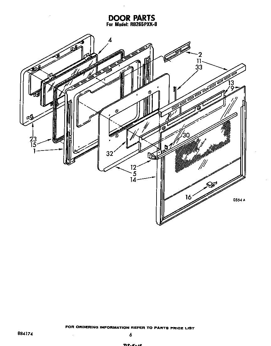 Whirlpool RB265PXK0 door diagram