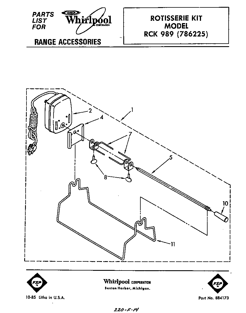 Whirlpool RCK989 replacement parts diagram