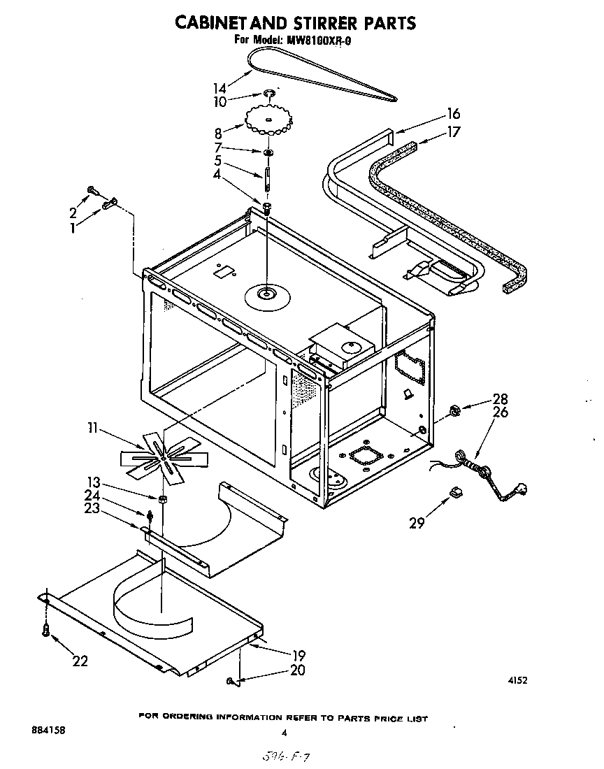 Whirlpool MW8100XR0 cabinet and stirrer diagram