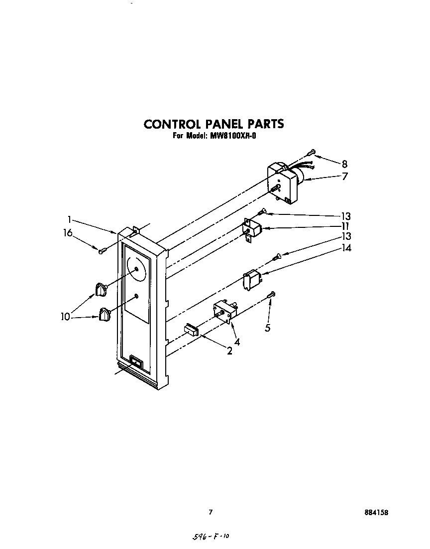 Whirlpool MW8100XR0 control panel diagram