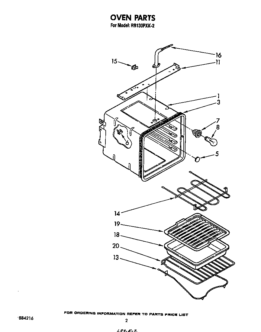 Whirlpool RB130PXK2 oven diagram