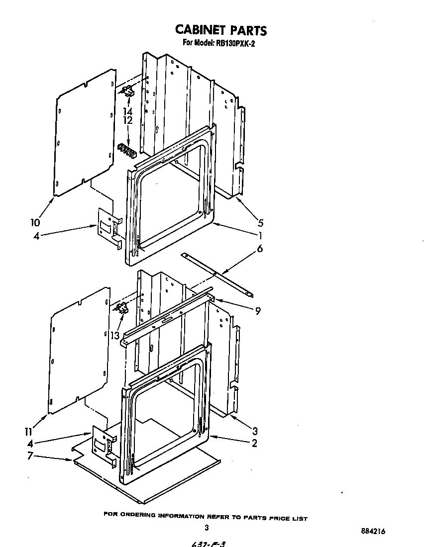 Whirlpool RB130PXK2 cabinet diagram