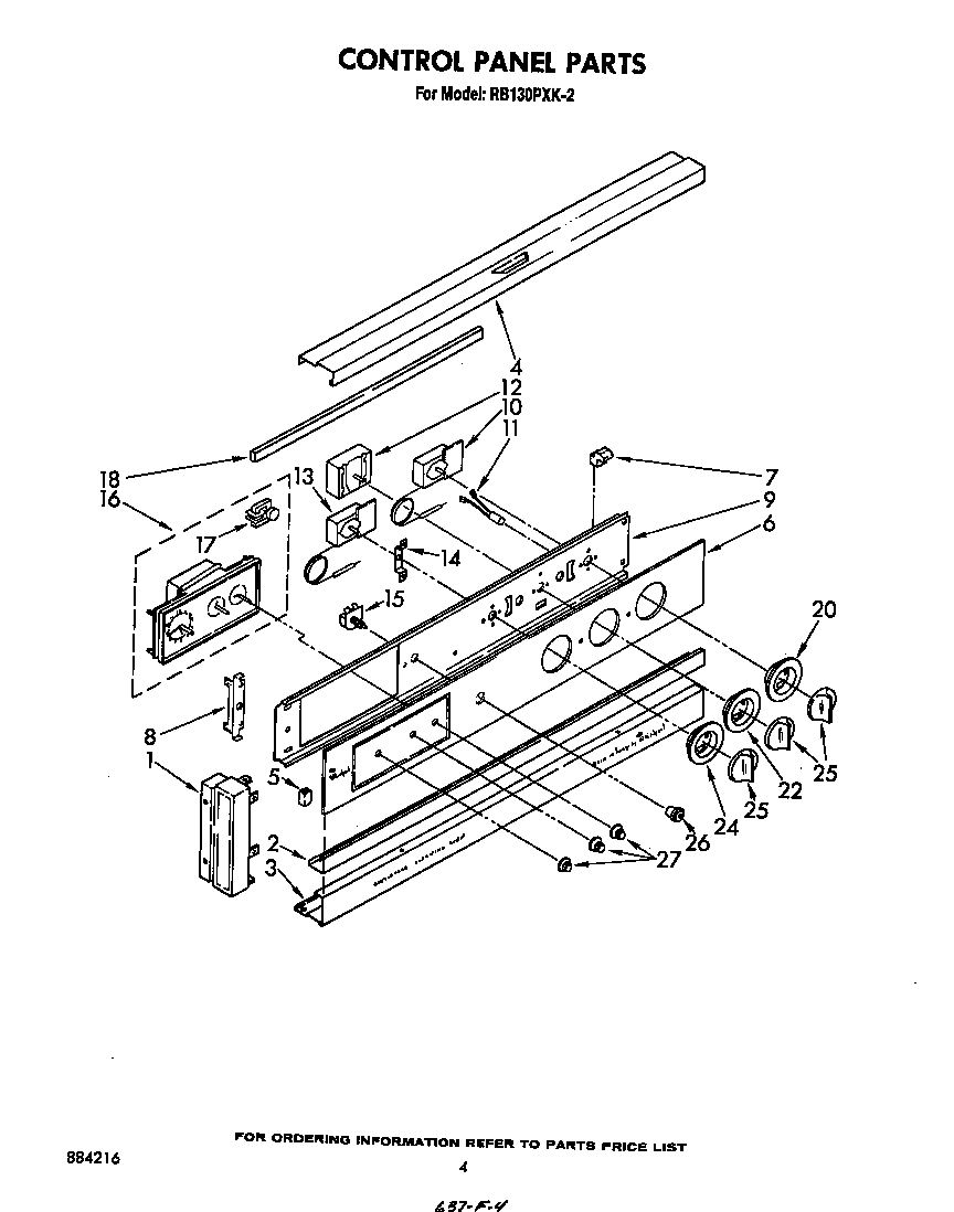 Whirlpool RB130PXK2 control panel diagram