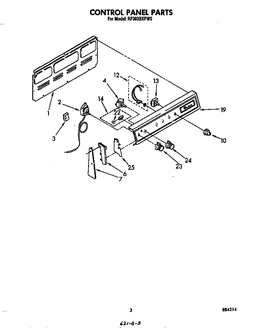Whirlpool RF303BXPW0 control panel diagram
