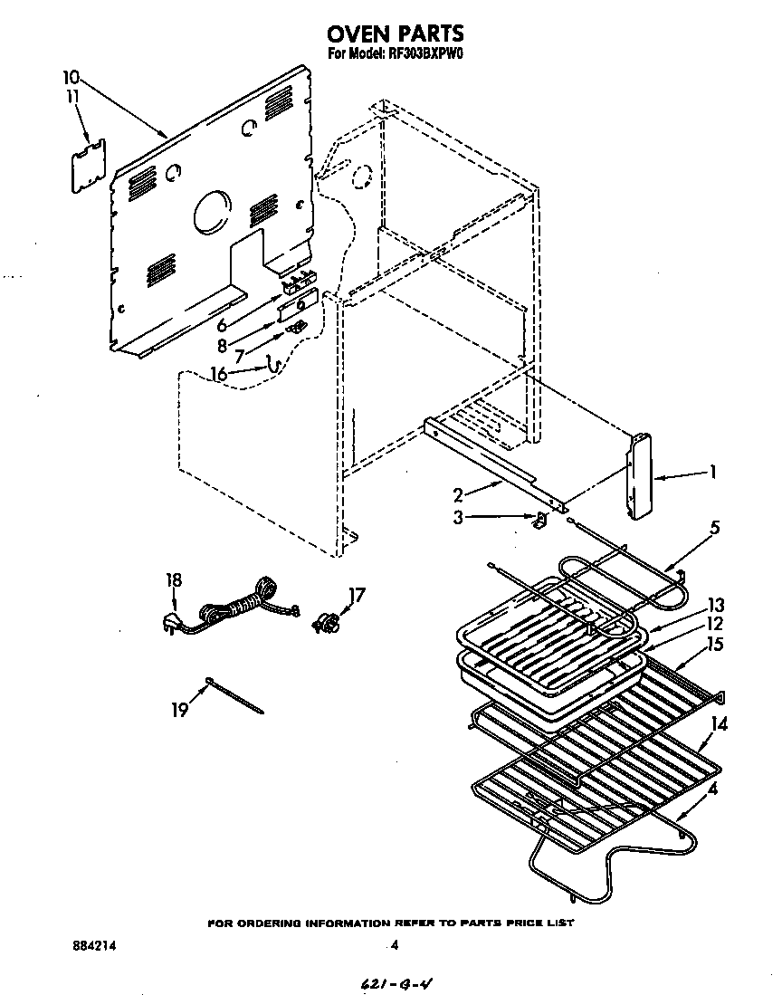 Whirlpool RF303BXPW0 oven racks diagram