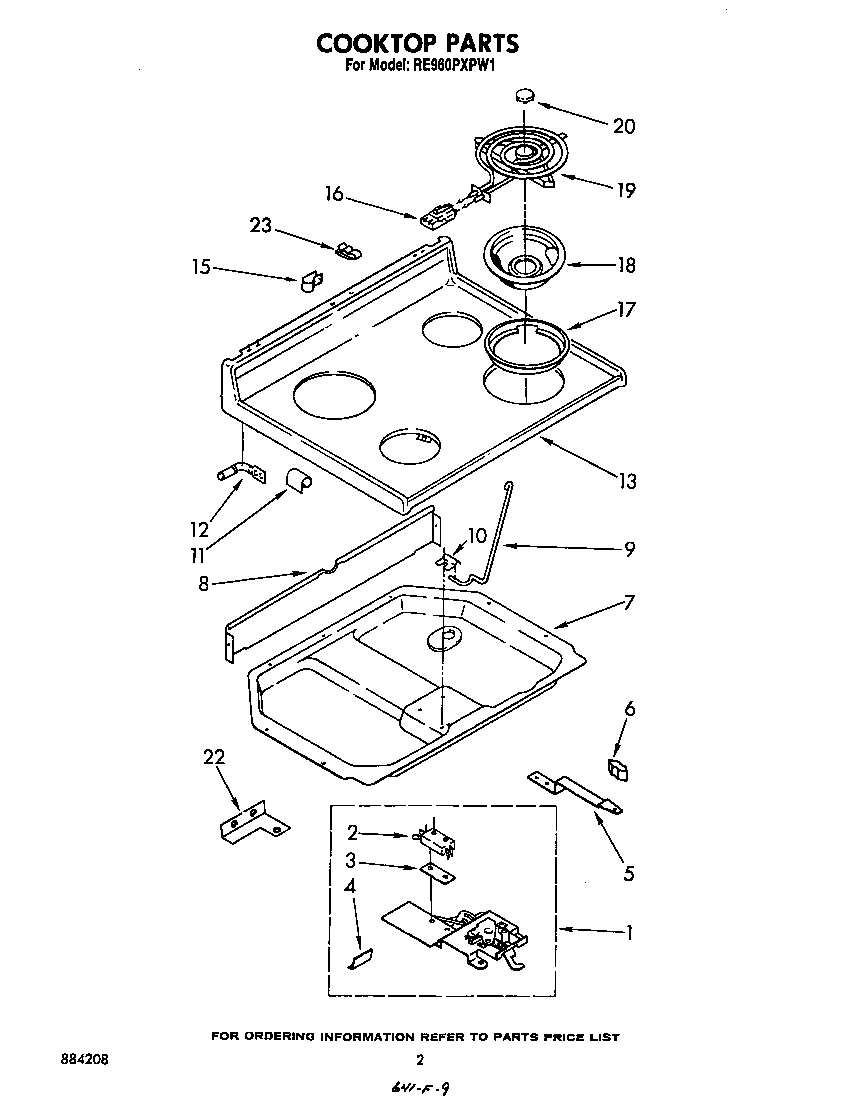 Whirlpool RE960PXPW1 cooktop diagram