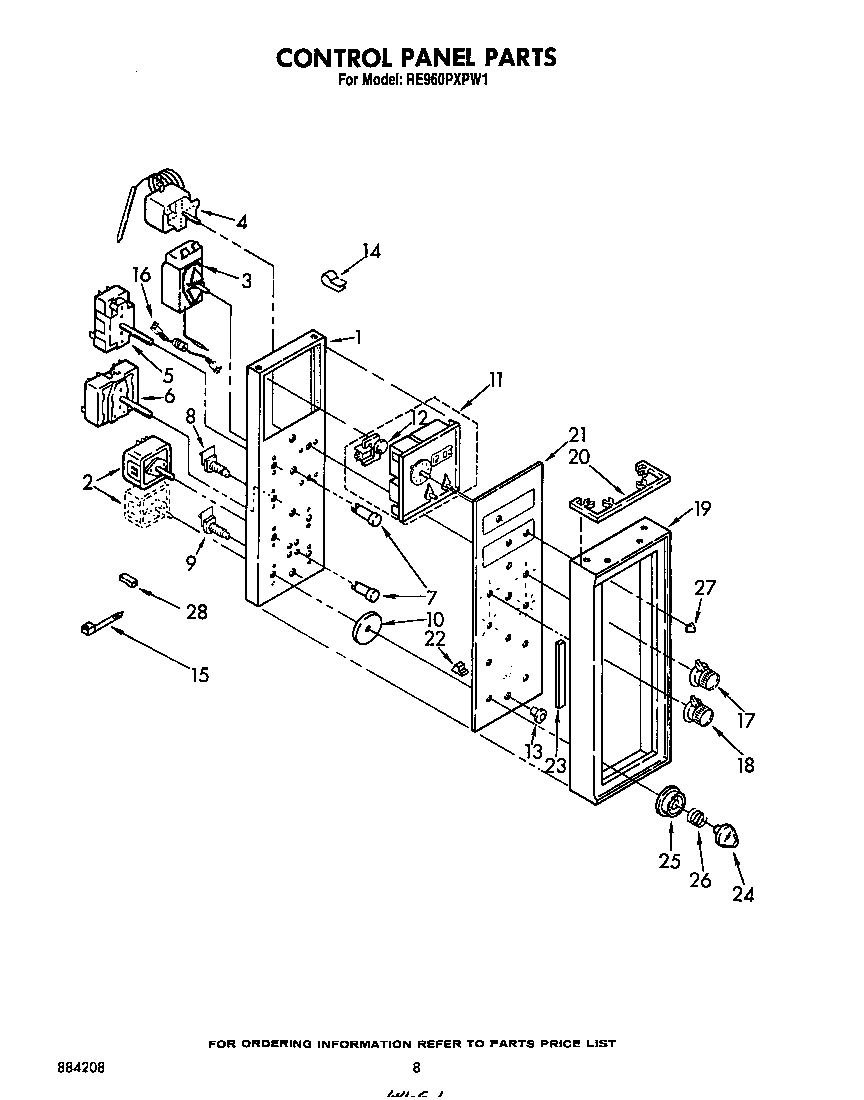 Whirlpool RE960PXPW1 control panel diagram