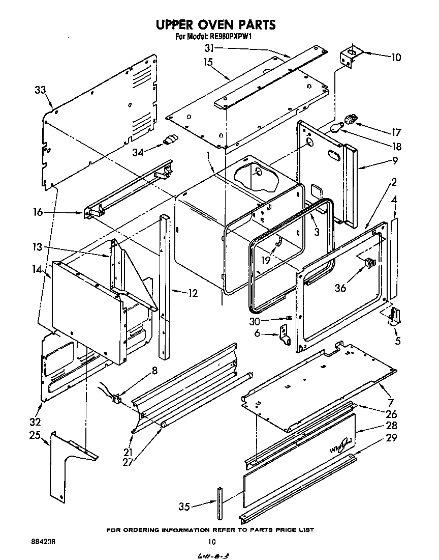 Whirlpool RE960PXPW1 upper oven diagram