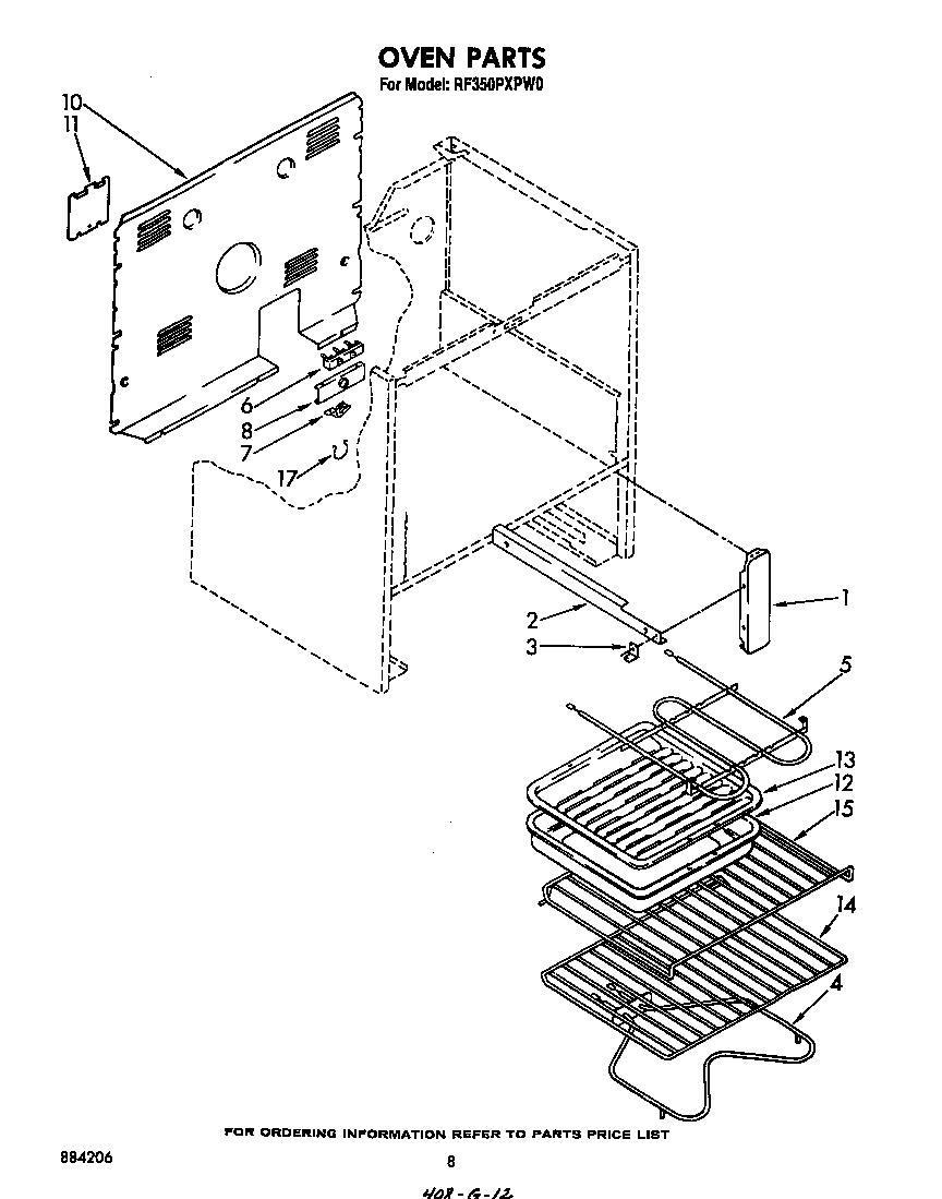 Whirlpool RF350PXPW0 oven diagram