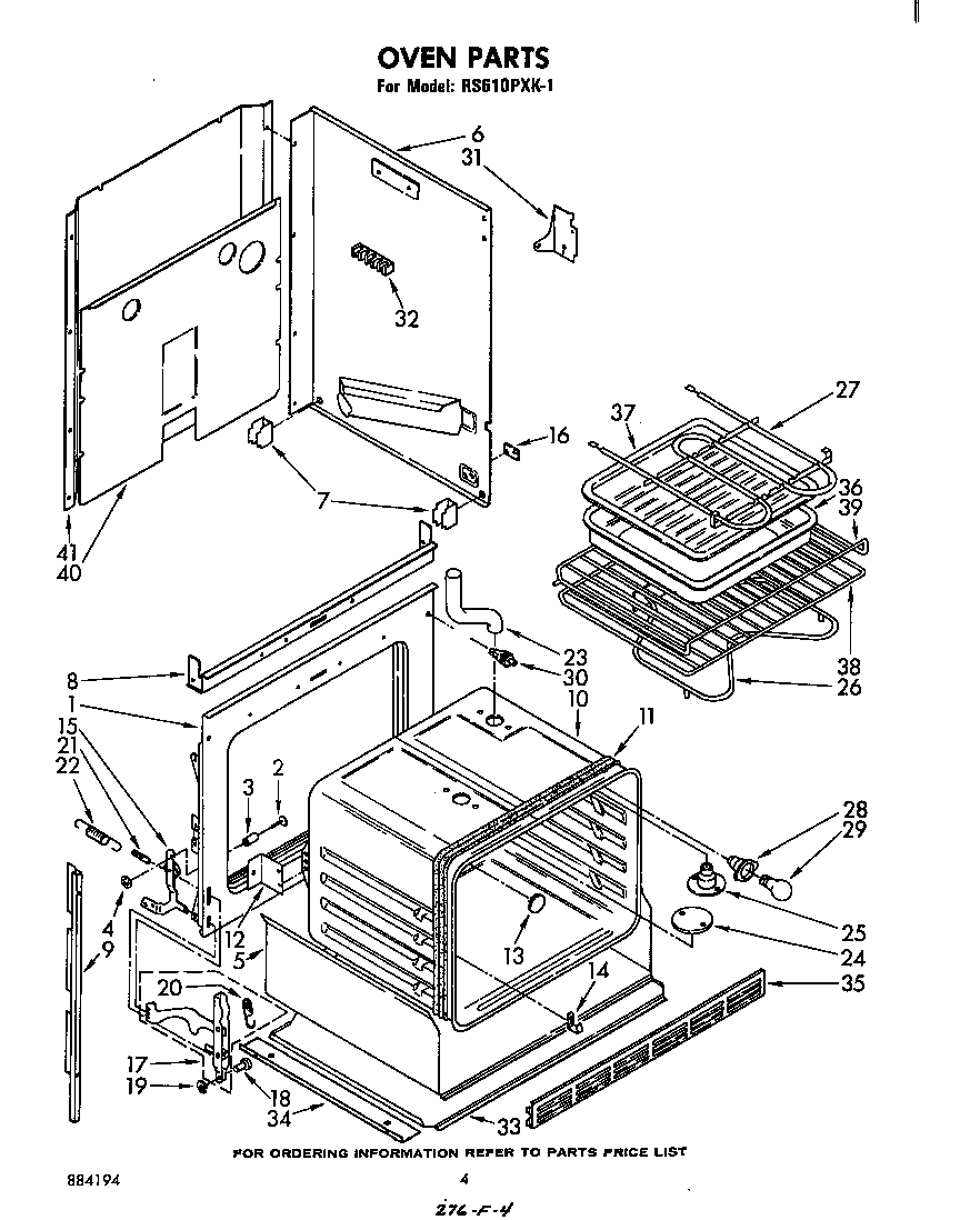 Whirlpool RS610PXK1 oven diagram