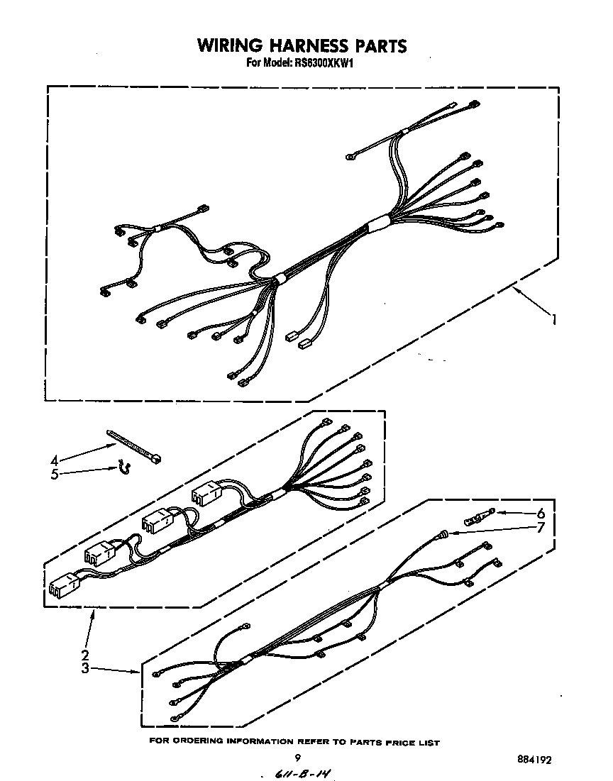 Whirlpool RS6300XKW1 wiring harness diagram