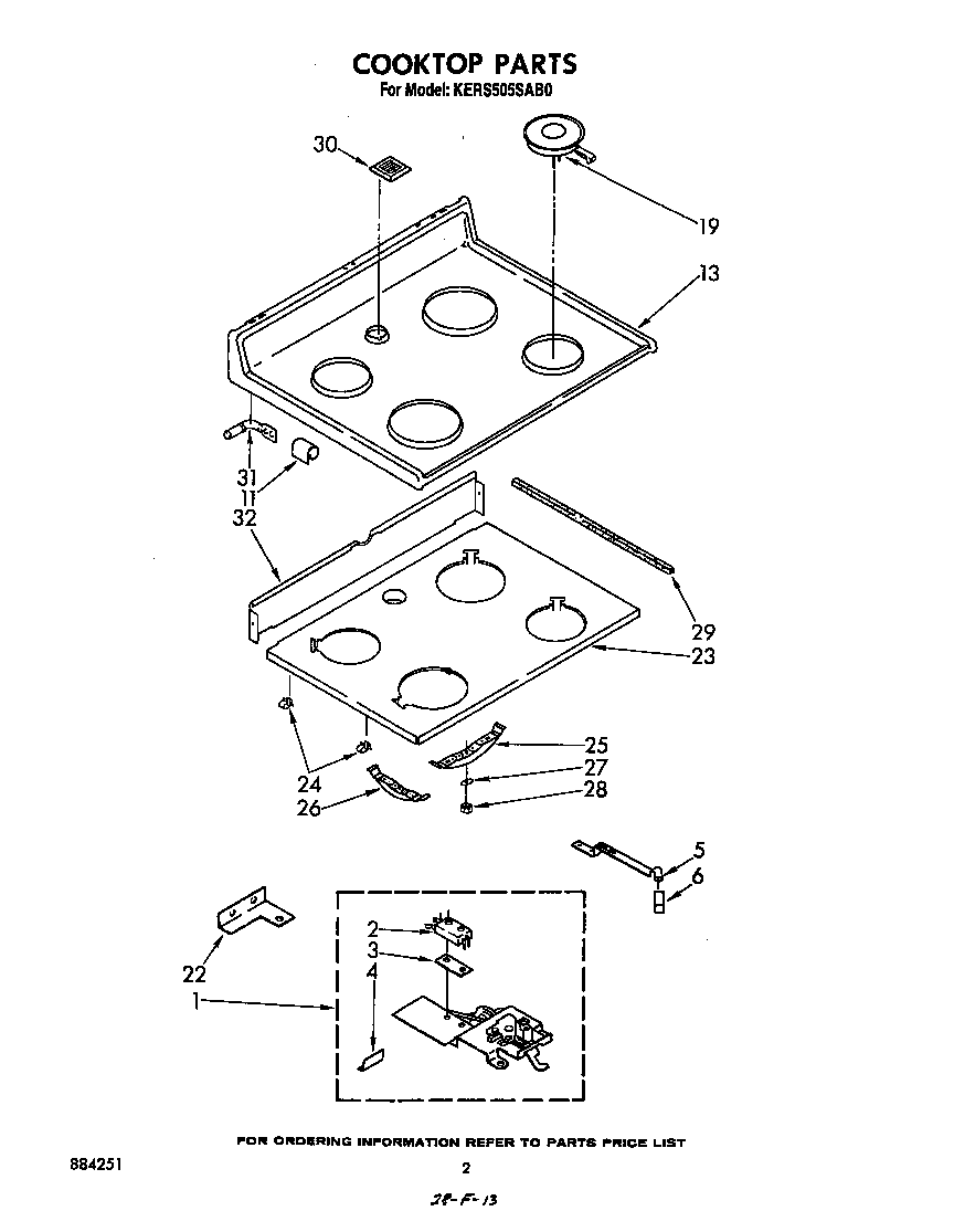 KitchenAid KERS505SWB0 cook top diagram