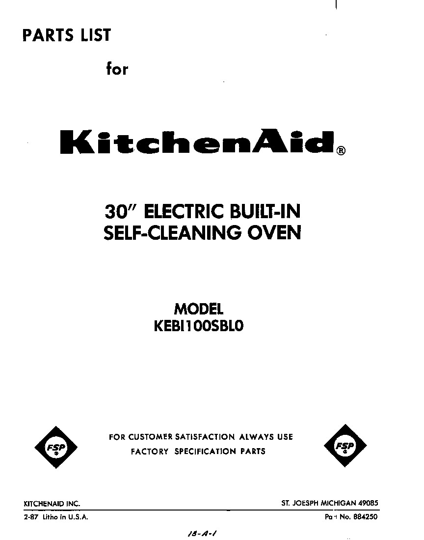 KitchenAid KEBI100SBL0 front cover diagram