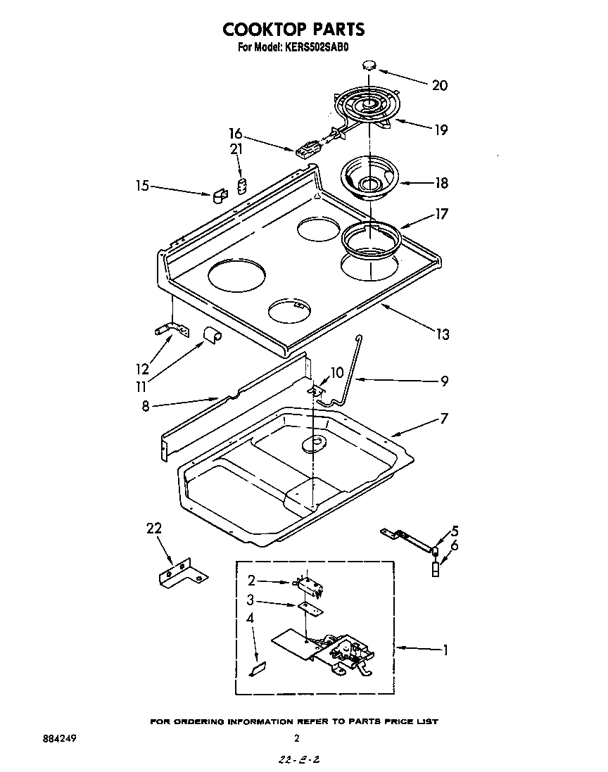 KitchenAid KERS502SWB0 cooktop diagram