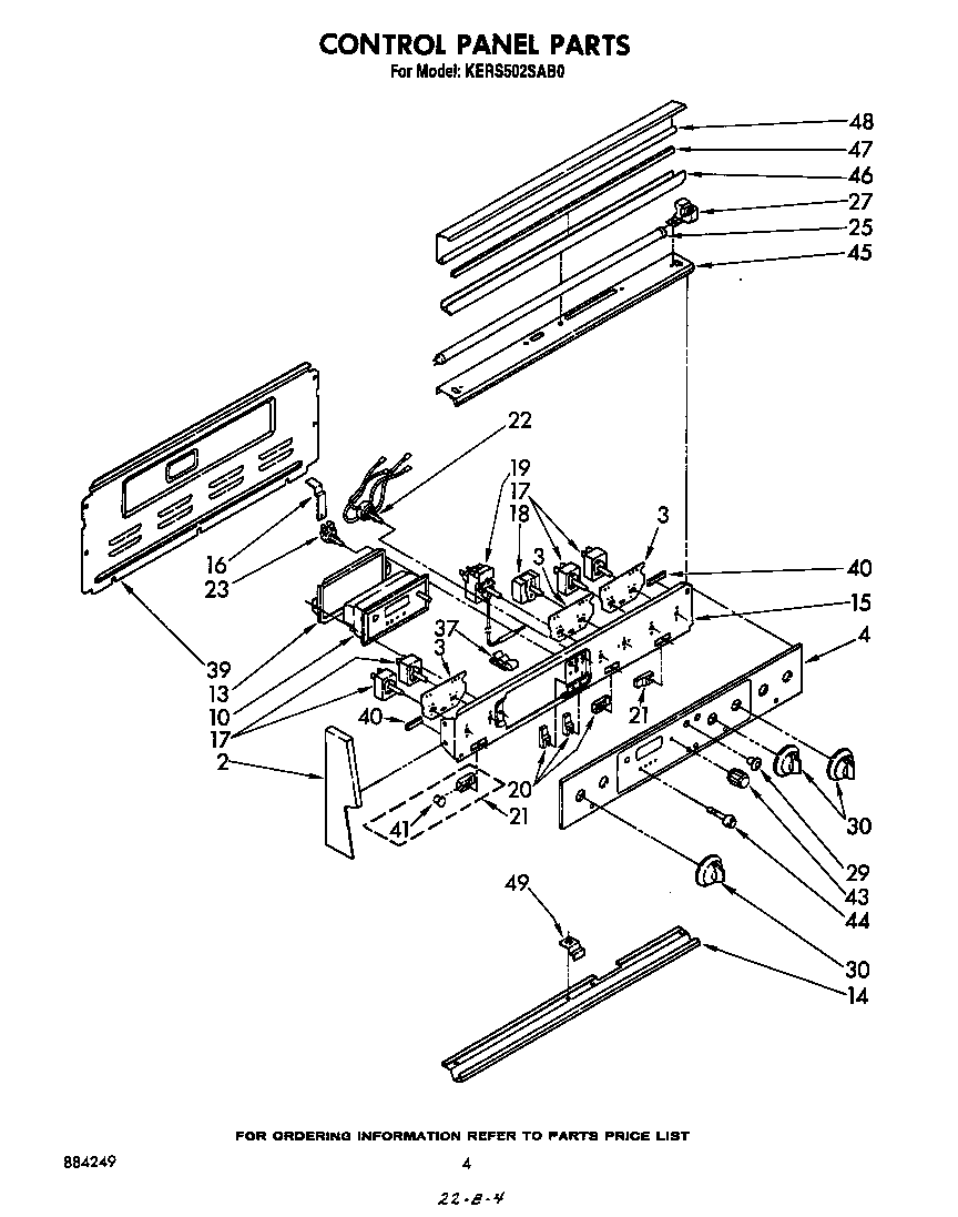 KitchenAid KERS502SWB0 control panel diagram