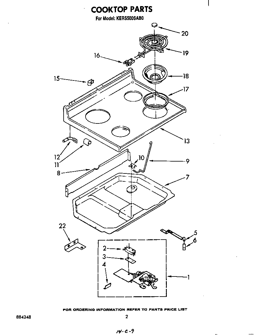KitchenAid KERS500SWB0 cooktop diagram