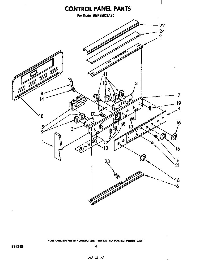KitchenAid KERS500SWB0 control panel diagram