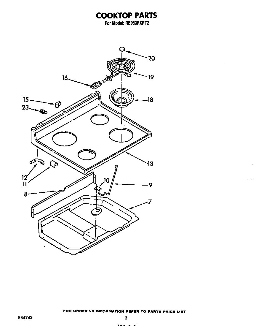 Whirlpool RE953PXPT2 cook top diagram