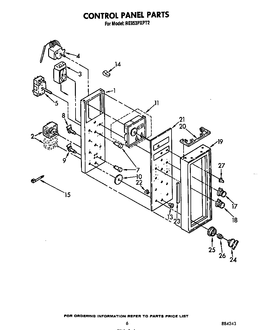 Whirlpool RE953PXPT2 control panel diagram