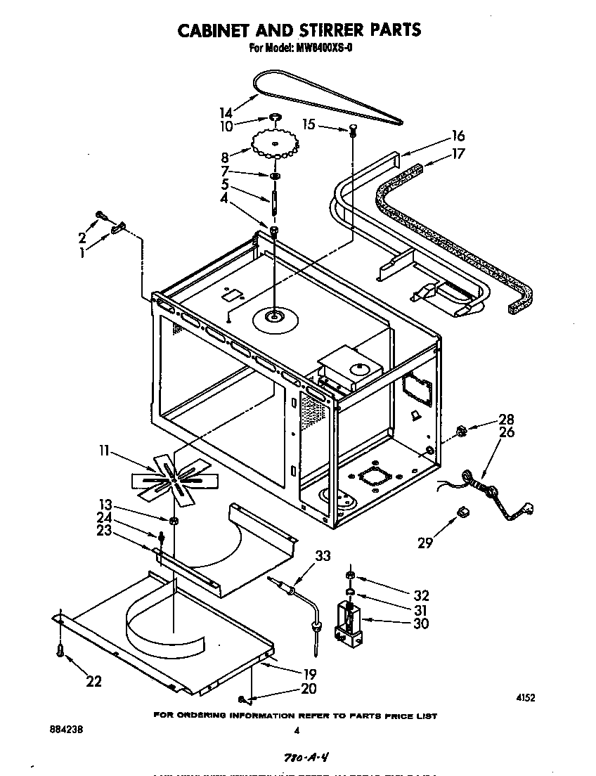 Whirlpool MW8400XS0 cabinet and stirrer diagram
