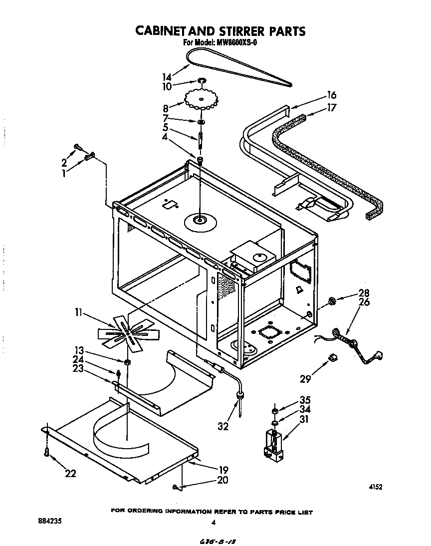 Whirlpool MW8600XS0 cabinet and stirrer diagram