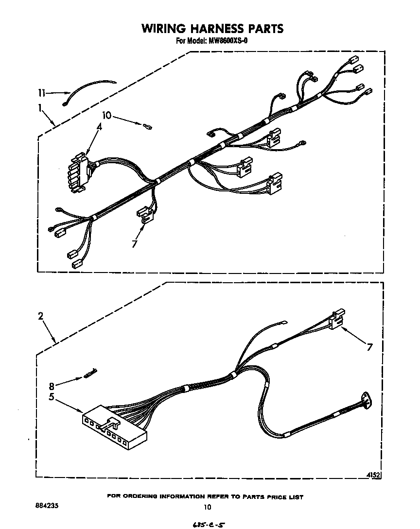 Whirlpool MW8600XS0 wiring harness diagram