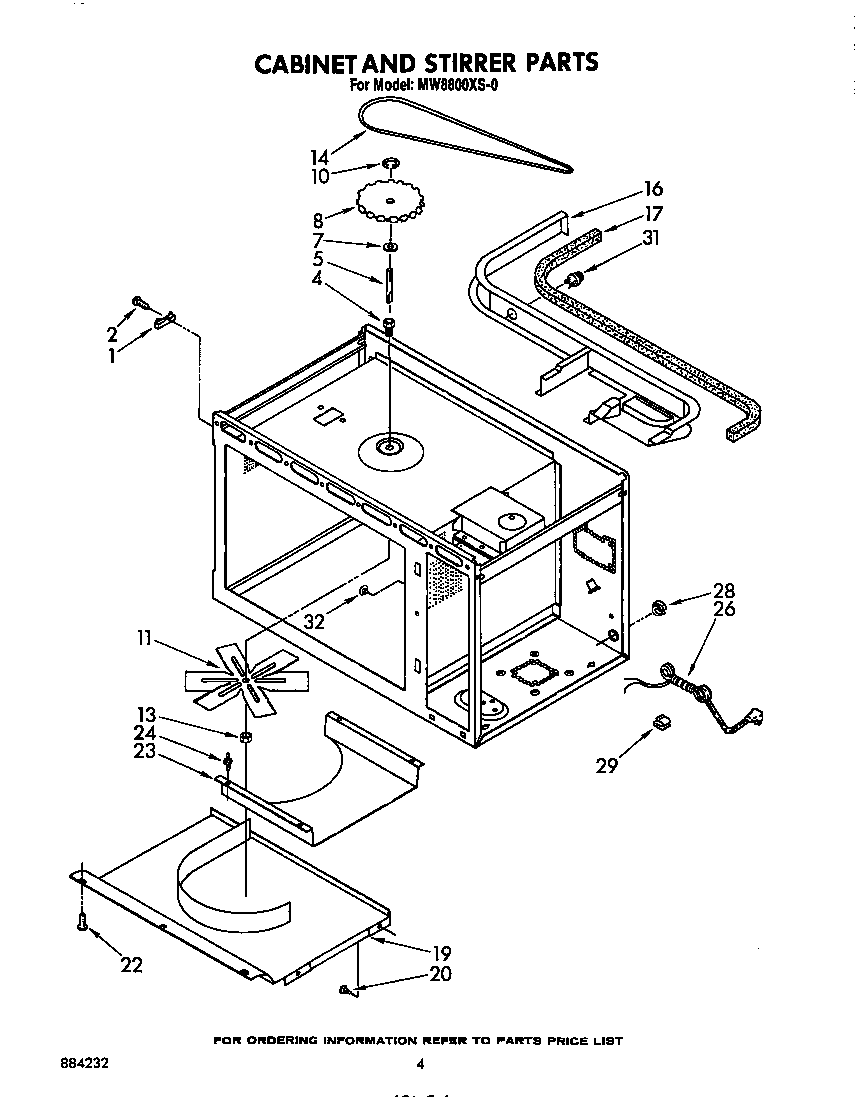 Whirlpool MW8800XS0 cabinet and stirrer diagram