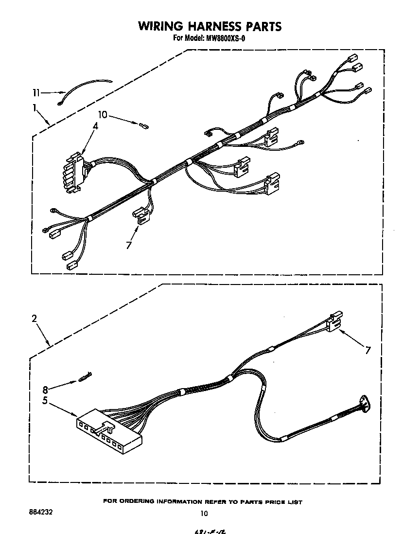 Whirlpool MW8800XS0 wiring harness diagram