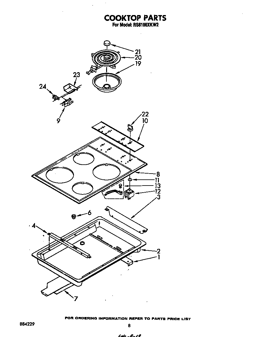 Whirlpool RS6100XKW2 cooktop diagram