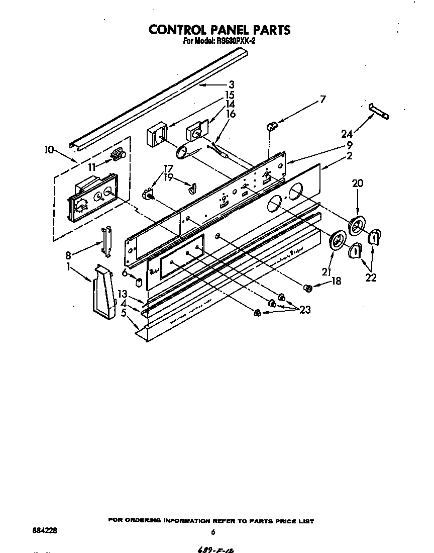 Whirlpool RS630PXK2 control panel diagram