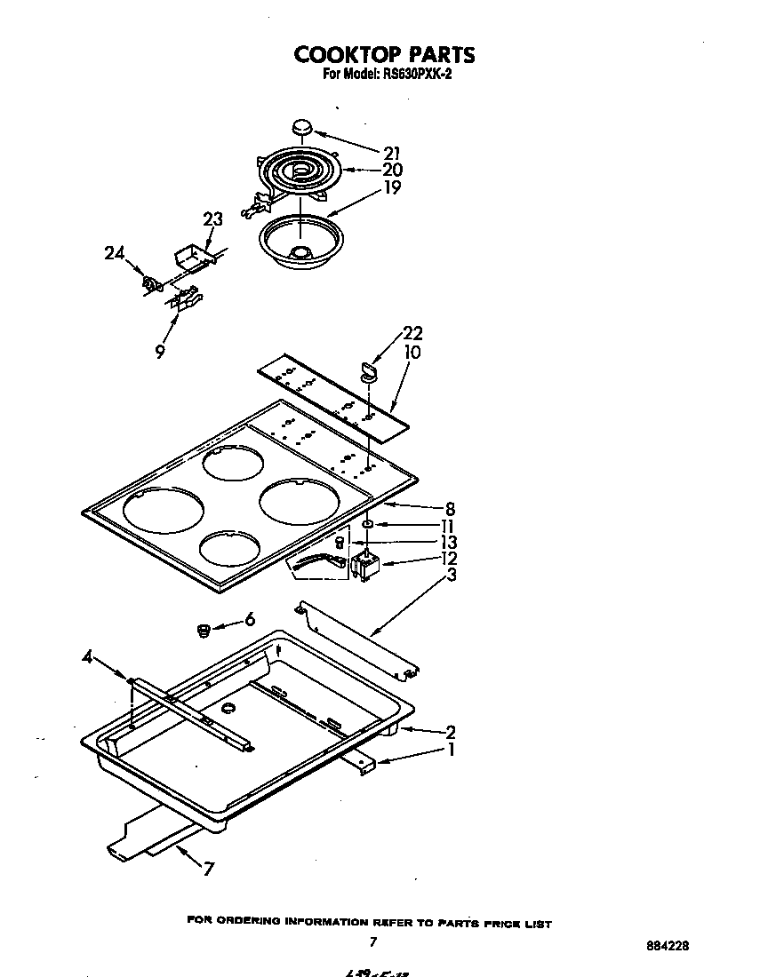 Whirlpool RS630PXK2 cooktop diagram